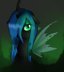 Size: 800x900 | Tagged: safe, artist:spittfireart, derpibooru import, queen chrysalis, changeling, changeling queen, bust, female, floppy ears, hair over one eye, image, lidded eyes, open mouth, png, signature, slit eyes, solo