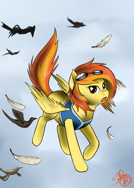 Safe Artist Spittfireart Derpibooru Import Spitfire Bird Pegasus Pony Clothes