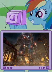 Size: 562x774 | Tagged: safe, derpibooru import, rainbow dash, pony, cybertron, decepticon, exploitable meme, meme, metroplex, transformers, tv meme