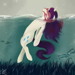 Size: 3000x3000 | Tagged: artist:spittfireart, blood, death, derpibooru import, elisa day, grimdark, high res, rarity, song reference, underwater, where the wild roses grow