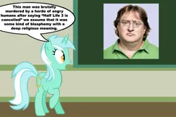 Size: 889x590 | Tagged: chalkboard, derpibooru import, gabe newell, half life 3, human studies101 with lyra, lyra heartstrings, meme, photo, safe