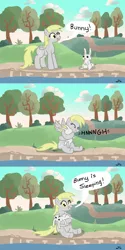 Size: 1200x2400 | Tagged: semi-grimdark, artist:docwario, derpibooru import, derpy hooves, pegasus, pony, rabbit, comic, dark comedy, dead, death, female, mare, x eyes