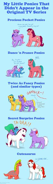 Size: 479x1668 | Tagged: artist:akril15, baby cuddles, baby noddins, baby shaggy, baby yo-yo, cutesaurus, dance n' prance ponies, derpibooru import, g1, merriweather (g1), oh come on, paradise, powder, precious pocket ponies, pretty puff, safe, sand digger, secret blossom, secret surprise pony, songster, strawberry surprise, twice as fancy ponies