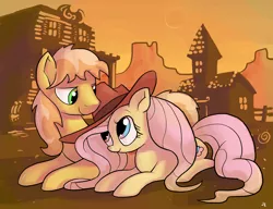 Size: 5250x4025 | Tagged: absurd resolution, appleloosa, artist:docwario, braeburn, braeshy, derpibooru import, female, fluttershy, male, safe, shipping, straight