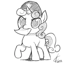 Size: 400x400 | Tagged: artist:valcron, citation, cute, derpibooru import, frown, glare, mouth hold, police, raised hoof, safe, serious, sketch, solo, sweetie belle