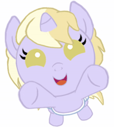 Size: 288x320 | Tagged: safe, artist:rlyoff, derpibooru import, dinky hooves, pony, animated, baby, baby pony, cute, diaper, dinkabetes, foal, simple background, solo, white background