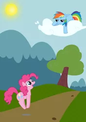 Size: 2480x3507 | Tagged: artist:super-josh, cloud, derpibooru import, high res, pinkie pie, rainbow dash, safe