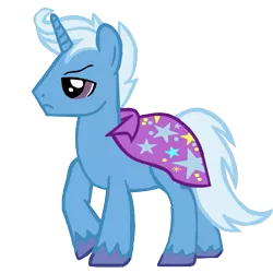 Size: 537x537 | Tagged: safe, artist:darknesstare, derpibooru import, trixie, pony, unicorn, cape, clothes, frown, male, raised hoof, rule 63, simple background, solo, stallion, transparent background, tristan, trixie's cape, unshorn fetlocks, vector