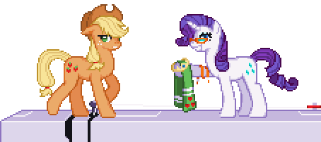 Size: 454x202 | Tagged: applejack, artist:renaturnip, derpibooru import, glasses, pixel art, rarity, rarity's glasses, safe, simple background, towel, transparent background