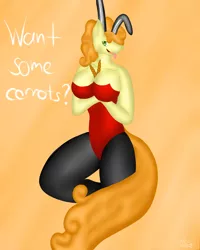 Size: 900x1125 | Tagged: anthro, artist:tempoaliano, breasts, bunny suit, busty carrot top, carrot top, clothes, derpibooru import, female, golden harvest, leotard, pantyhose, suggestive