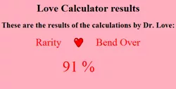 Size: 546x277 | Tagged: bend over, derpibooru import, love calculator, meta, rarity, safe, shipping, text, wtf