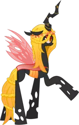 Size: 1600x2532 | Tagged: artist:galswingirl, changeling, changeling oc, changeling queen, changeling queen oc, derpibooru import, female, oc, oc:autumn night, safe, simple background, transparent background, unofficial characters only, vector, yellow changeling
