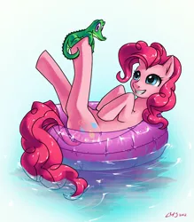 Size: 1400x1600 | Tagged: artist:katiramoon, derpibooru import, floaty, gummy, pinkie pie, safe