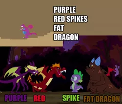 Size: 640x546 | Tagged: 8-bit, adventure ponies, caption, comparison, derpibooru import, dragon, dragon quest, edit, edited screencap, game, garble, safe, screencap, spike, teenaged dragon