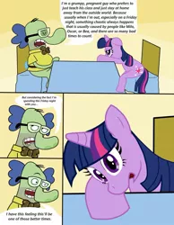 Size: 900x1161 | Tagged: artist:cartuneslover16, comic, crossover, derpibooru import, fish hooks, male pregnancy, pregnant, safe, sedate night, twilight sparkle