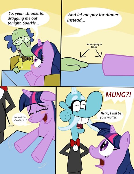 Size: 900x1166 | Tagged: artist:cartuneslover16, chowder, comic, crossover, derpibooru import, fish hooks, safe, sedate night, twilight sparkle, wat