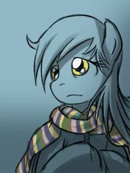 Size: 600x800 | Tagged: safe, artist:saturnspace, derpibooru import, derpy hooves, pegasus, pony, clothes, female, mare, scarf, solo