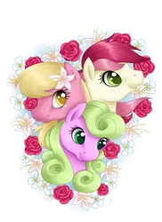 Size: 1091x1500 | Tagged: safe, artist:amenoo, derpibooru import, daisy, flower wishes, lily, lily valley, roseluck, earth pony, pony, female, flower, flower trio, mare, rose