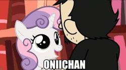Size: 960x539 | Tagged: animated, artist:mixermike622, crossover, cute, dan, dan vs fim, dead source, derpibooru import, diasweetes, now you fucked up, oniichan, open mouth, safe, smiling, sweetie belle, vulgar