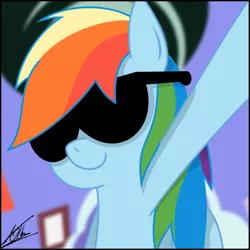 Size: 1080x1080 | Tagged: artist:thedeseasedcow, derpibooru import, rainbow dash, safe, selfie, solo, sunglasses, swag
