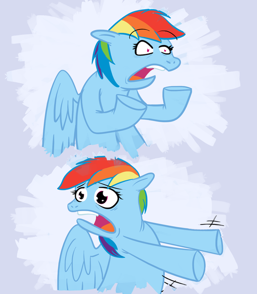 Size: 657x749 | Tagged: artist:tapediggity, derpibooru import, rainbow dash, reaction image, safe, solo, wat, why