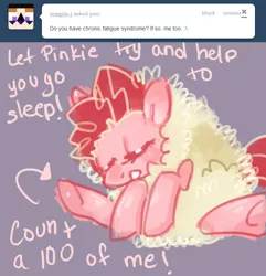 Size: 674x700 | Tagged: artist:dhui, ask tired pie, dead source, derpibooru import, pinkie pie, safe, tumblr