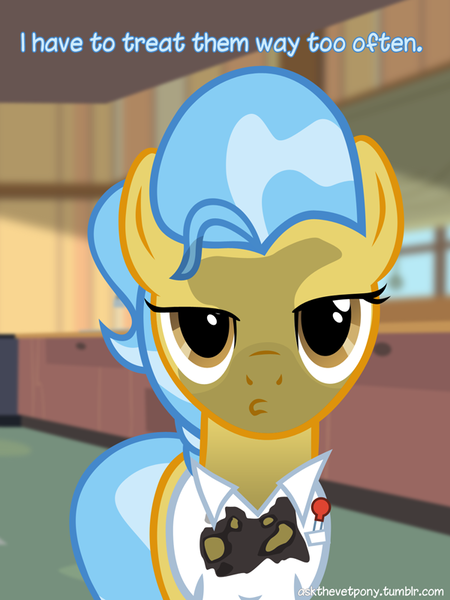 Size: 600x800 | Tagged: artist:adiwan, ask the vet pony, burn, derpibooru import, doctor fauna, safe