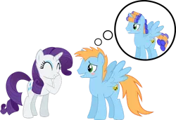 Size: 900x616 | Tagged: safe, artist:daydreamsyndrom, derpibooru import, rarity, oc, oc:harmony star, alicorn, pony, alicorn oc, alternate hairstyle, blush sticker, blushing, canon x oc, female, laughing, male, mare, raised hoof, shipping, stallion, straight