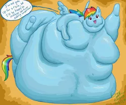 Size: 1800x1500 | Tagged: artist:nidopug, belly button, derpibooru import, fat, happy, morbidly obese, obese, rainblob dash, rainbow dash, safe, smiling