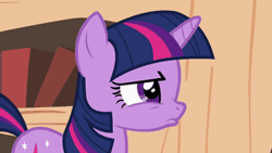 Size: 320x180 | Tagged: safe, derpibooru import, screencap, spike, twilight sparkle, unicorn, it's about time, animated, duo, feather, floppy ears, golden oaks library, levitation, magic, puffy cheeks, quill, sweat, telekinesis, tickle torture, tickling, trembling, unicorn twilight