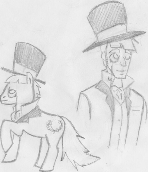 Size: 1485x1725 | Tagged: caesar, derpibooru import, hat, humanized, monocle and top hat, safe, sketch