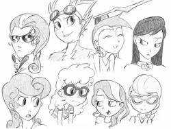 Size: 1600x1200 | Tagged: artist:thelivingmachine02, carrot top, derpibooru import, diamond tiara, glasses, golden harvest, hoity toity, humanized, minuette, octavia melody, safe, silver spoon, spitfire, twist
