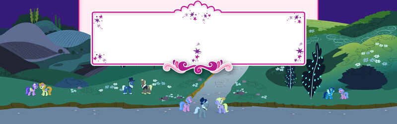 Size: 1600x499 | Tagged: safe, derpibooru import, official, amethyst star, blue moon (g4), caesar, carrot top, chocolate sun, golden harvest, lyrica lilac, royal ribbon, soarin', earth pony, pegasus, pony, unicorn, background pony, clone, female, hat, male, mare, monocle and top hat, stallion