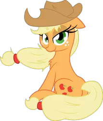 Size: 2566x3000 | Tagged: applejack, artist:alexstrazse, artist:leadhooves, chest fluff, derpibooru import, high res, looking at you, safe, simple background, sitting, solo, transparent background, vector