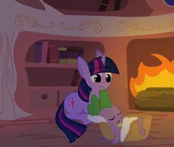 Size: 710x598 | Tagged: artist:thedeseasedcow, basket, book, confetti, derpibooru import, fire, g4, safe, sleeping, spike, twilight sparkle