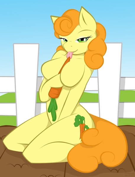 Size: 1217x1599 | Tagged: anthro, arm hooves, artist:whitmaverick, barbie doll anatomy, breasts, busty carrot top, carrot top, curvy, derpibooru import, featureless breasts, female, golden harvest, ponibooru import, questionable
