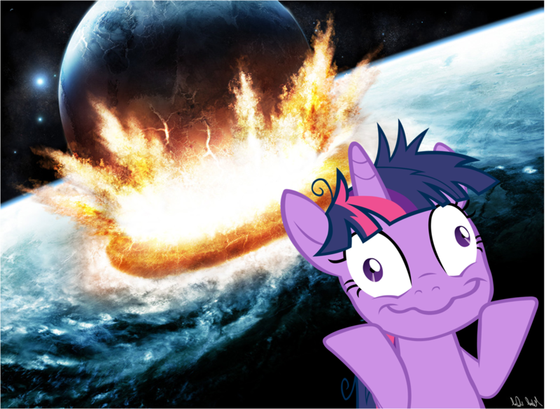 Size: 1377x1006 | Tagged: apocalypse, armageddon, derpibooru import, earth shattering kaboom, safe, twilight snapple, twilight sparkle