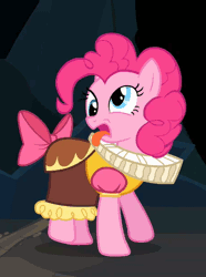 Size: 454x610 | Tagged: safe, derpibooru import, screencap, chancellor puddinghead, pinkie pie, pony, hearth's warming eve (episode), animated, bow, cute, derp, diapinkes, hearth's warming eve, ponk, silly, silly pony, solo, tail bow, tongue out