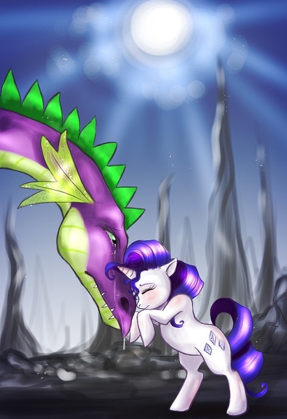 Size: 616x900 | Tagged: safe, artist:donenaya, derpibooru import, rarity, spike, adult spike, crying, female, male, older, older spike, parting, shipping, sparity, straight