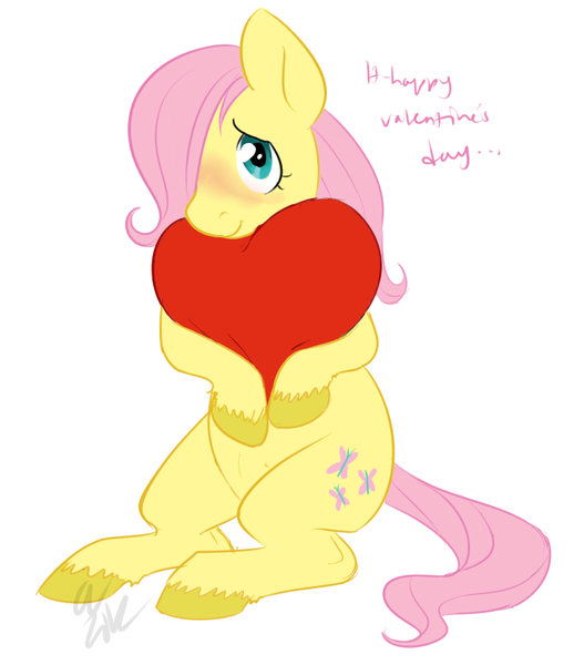 Size: 718x818 | Tagged: dead source, safe, artist:cartoonlion, derpibooru import, fluttershy, pegasus, pony, blushing, crotchboobs, cute, filly, hair over one eye, heart, heart pillow, hug, nudity, pillow, pillow hug, simple background, sitting, smiling, solo, teats, unshorn fetlocks, valentine, white background, younger