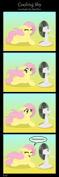 Size: 800x2400 | Tagged: safe, artist:inuhoshi-to-darkpen, derpibooru import, fluttershy, pegasus, pony, comic, cute, fan, female, shyabetes, solo