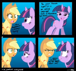 Size: 800x750 | Tagged: applejack, artist:thex-plotion, comic, derpibooru import, safe, smartass, sweatdrop, twilight sparkle