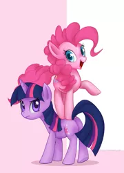 Size: 923x1280 | Tagged: angry, artist:mn27, derpibooru import, pinkie pie, ponies riding ponies, riding, safe, twilight is not amused, twilight sparkle, unamused