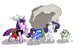 Size: 2754x1772 | Tagged: artist:mariods, asterix, boulder, crossover, derpibooru import, dog, dogmatix, idéfix, obelix, rarity, safe, spike, tom, twilight sparkle