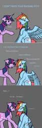 Size: 600x1800 | Tagged: safe, artist:jykinturah, deleted from derpibooru, derpibooru import, rainbow dash, twilight sparkle, askblinddash, collar, crying, female, leash, lesbian, sad, shipping, twidash