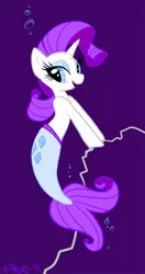 Size: 528x1000 | Tagged: artist:kabukihomewood, bubble, derpibooru import, hilarious in hindsight, hippocampus, merpony, rarity, safe, solo, species swap, underwater