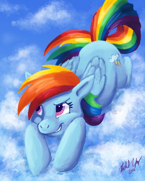 Size: 2400x3000 | Tagged: safe, artist:distraction-number-4, derpibooru import, rainbow dash, pegasus, pony, female, high res, signature, solo
