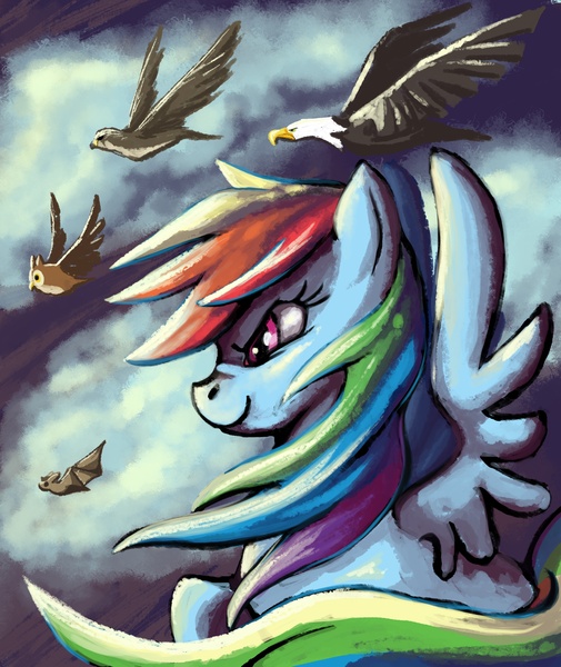 Size: 2953x3508 | Tagged: safe, artist:colourbee, derpibooru import, rainbow dash, bat, bird, badass, high res