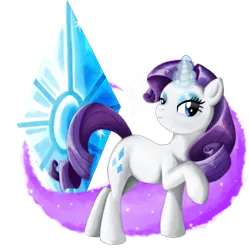 Size: 1000x1000 | Tagged: safe, artist:platinumpegasister, derpibooru import, rarity, pony, unicorn, female, glowing horn, horn, mare, raised hoof, solo