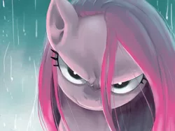 Size: 800x600 | Tagged: dead source, safe, artist:sunibee, derpibooru import, pinkie pie, earth pony, pony, bust, female, looking at you, mare, pinkamena diane pie, portrait, rain, solo